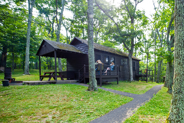 Exterior view of the Lewis Mountain Cabins in Shenandoah National Park